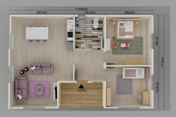 Kayseri Anahtar Teslim Prefabrik 73 mt 2 Kayseri Anahtar Teslim Prefabrik 73 mt - Görsel 2